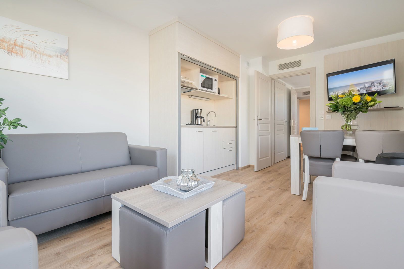 Studio pour 4 personnes avec canapé-lit et balcon