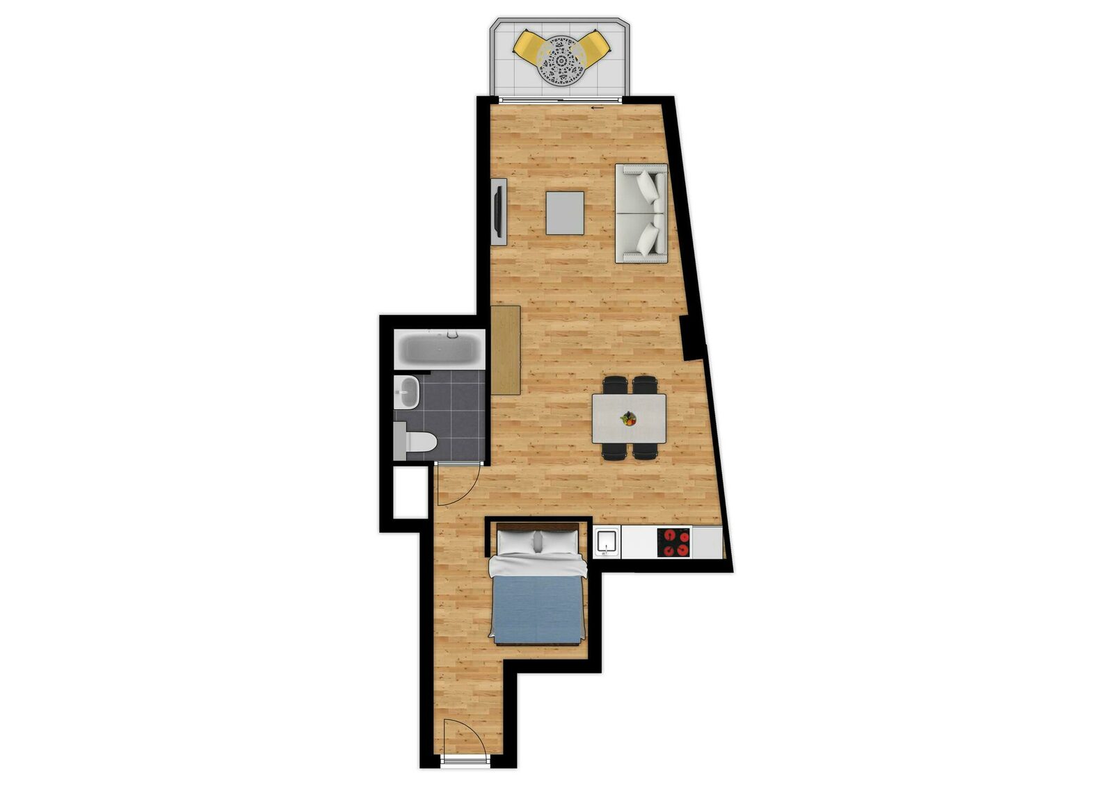 Essential Suite - 4p | Slaaphoek - Zetelbed | Balkon - Stadszicht