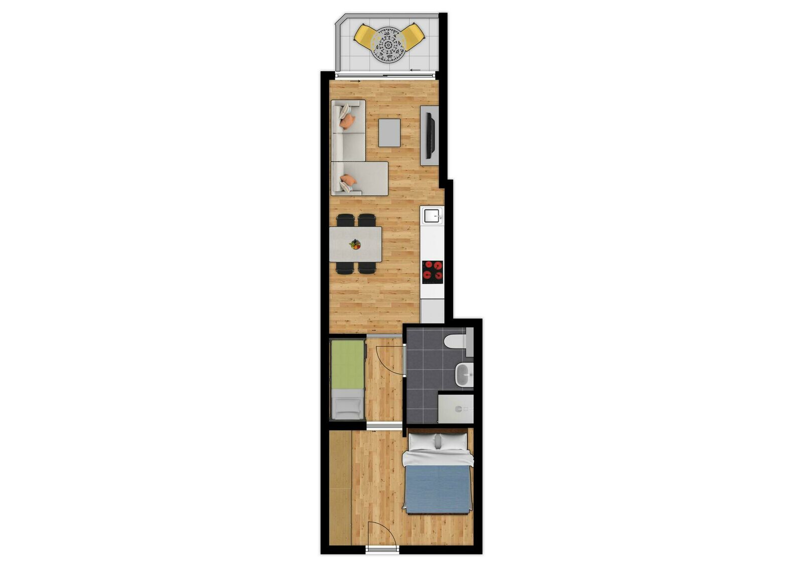Comfort Suite - 4p | Slaapkamer - Slaaphoek | Balkon - Stadzicht