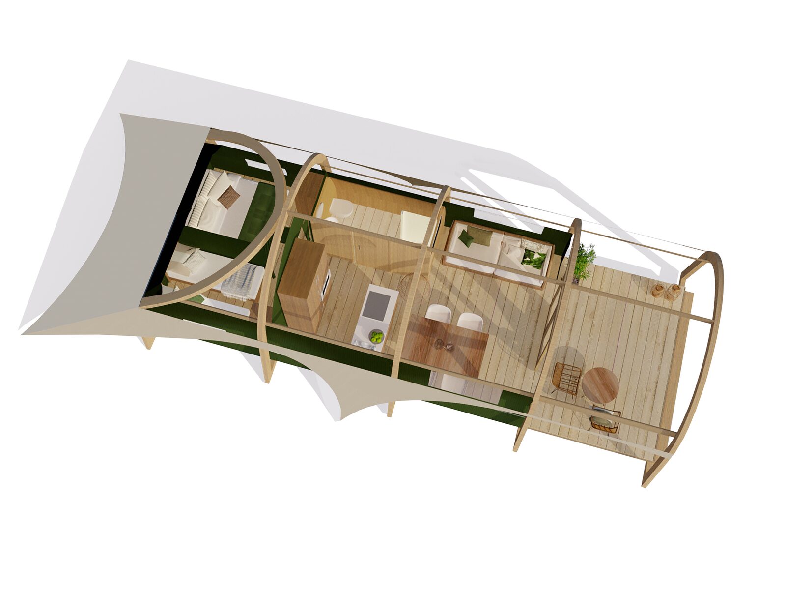 Luxus Lodgetent XL stellt private Sanitäranlagen | 4 Pers. 