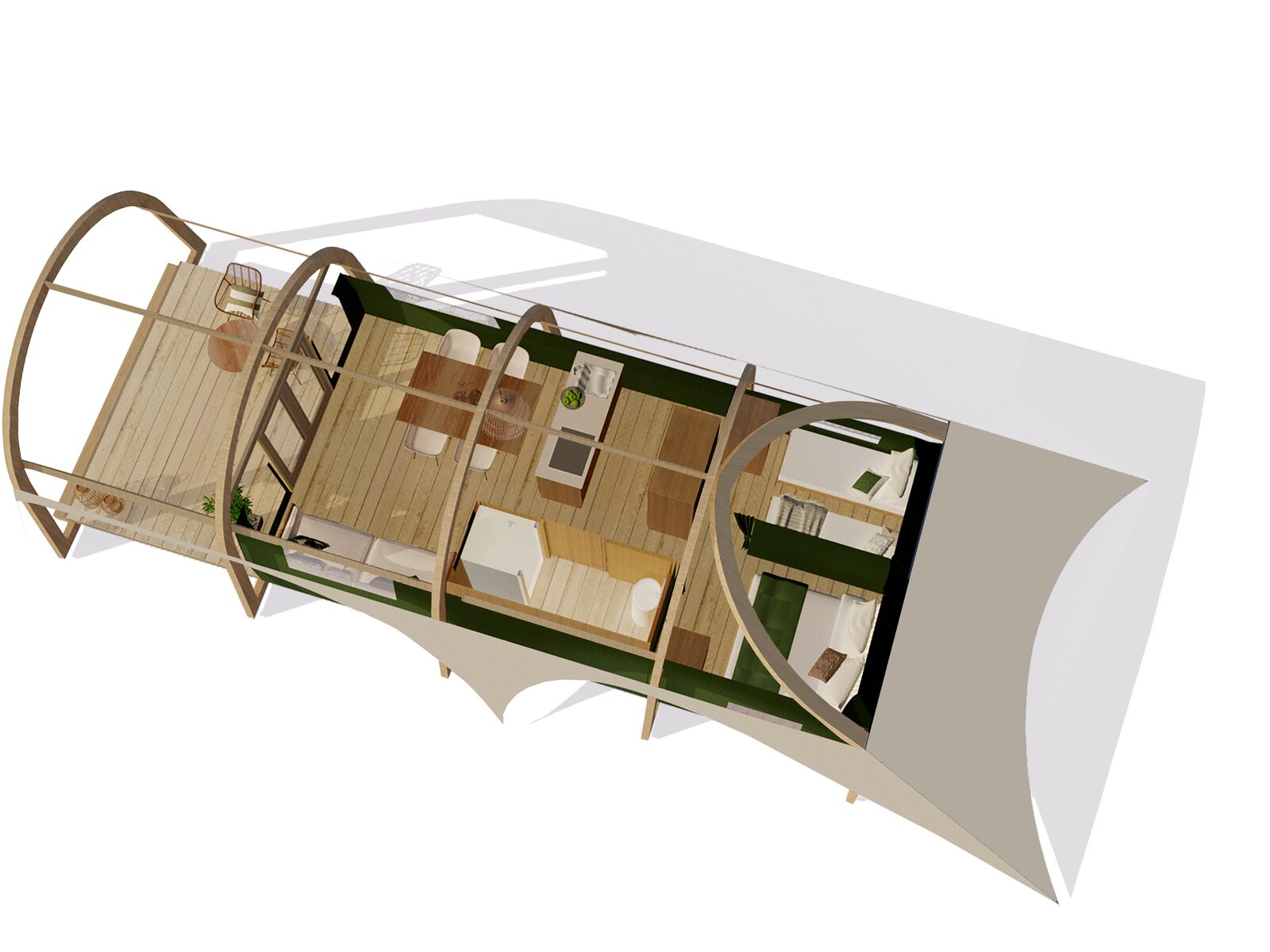 Luxus Lodgetent XL stellt private Sanitäranlagen | 4 Pers. 