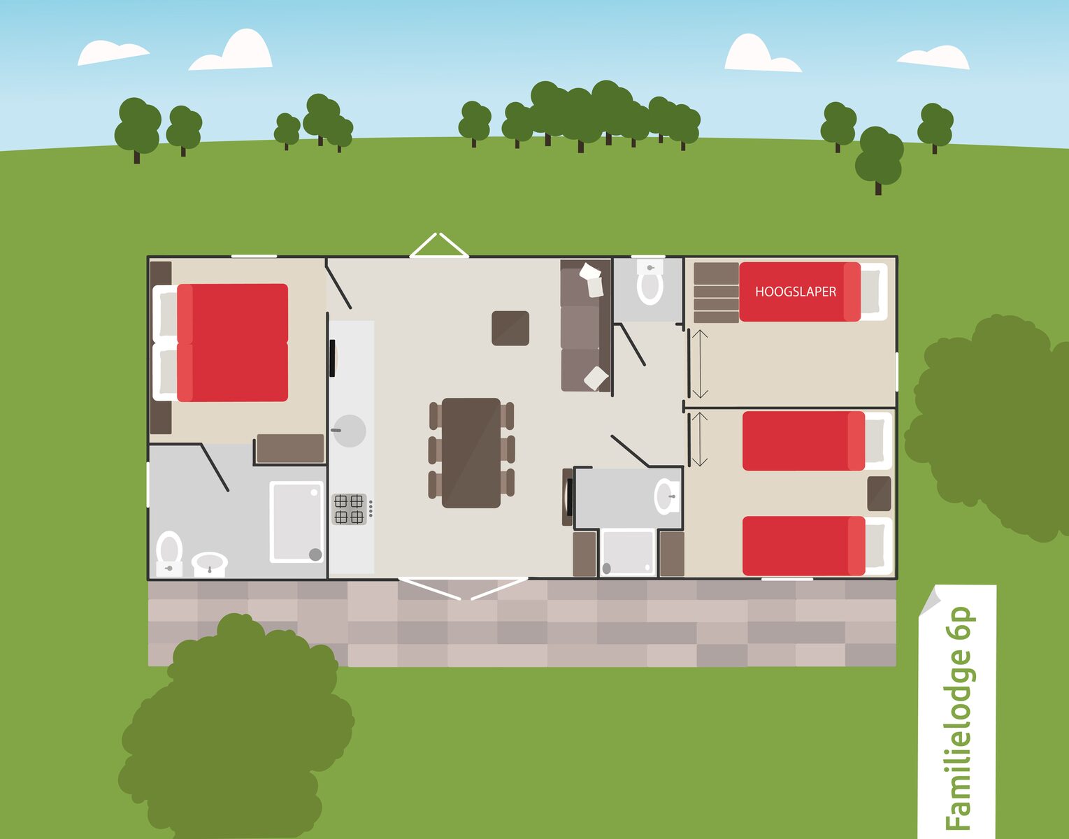 Familienlodge für 6 + 6 Personen