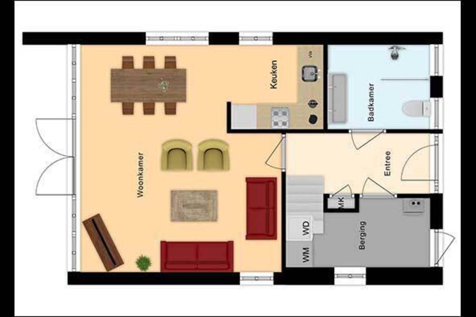 Bungalow Comfort met twee badkamers- 4 Personen