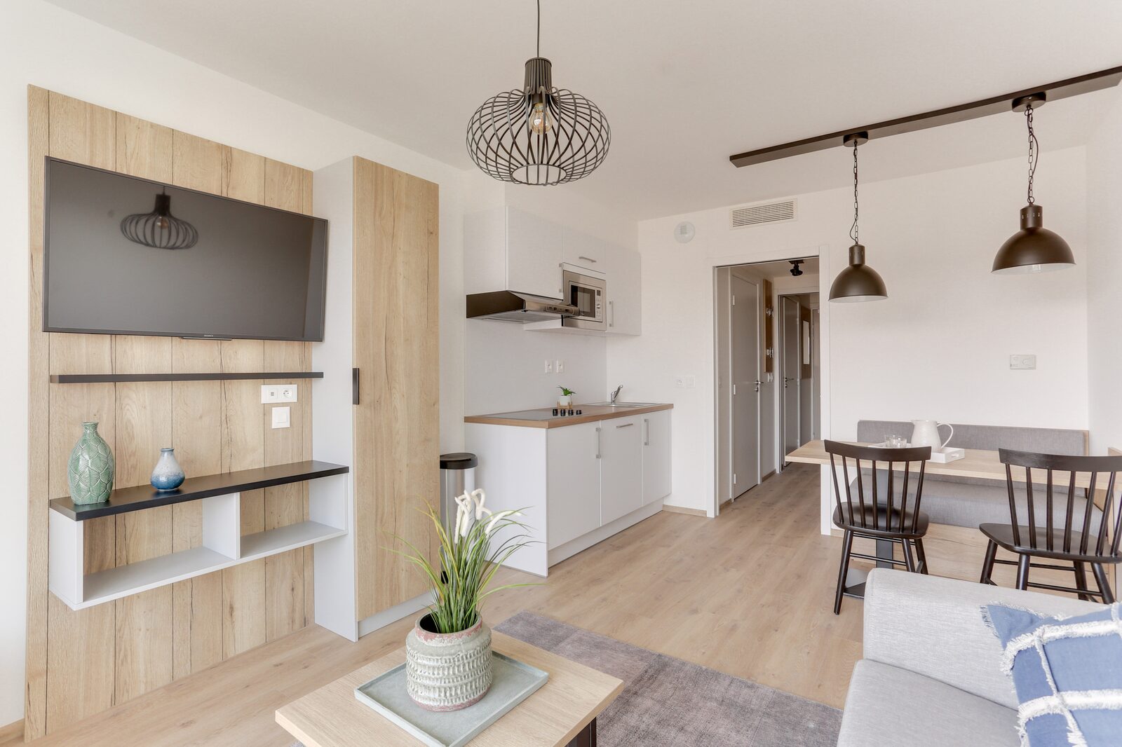Studio pour 4 personnes avec lit double et balcon, vue sur le port 
