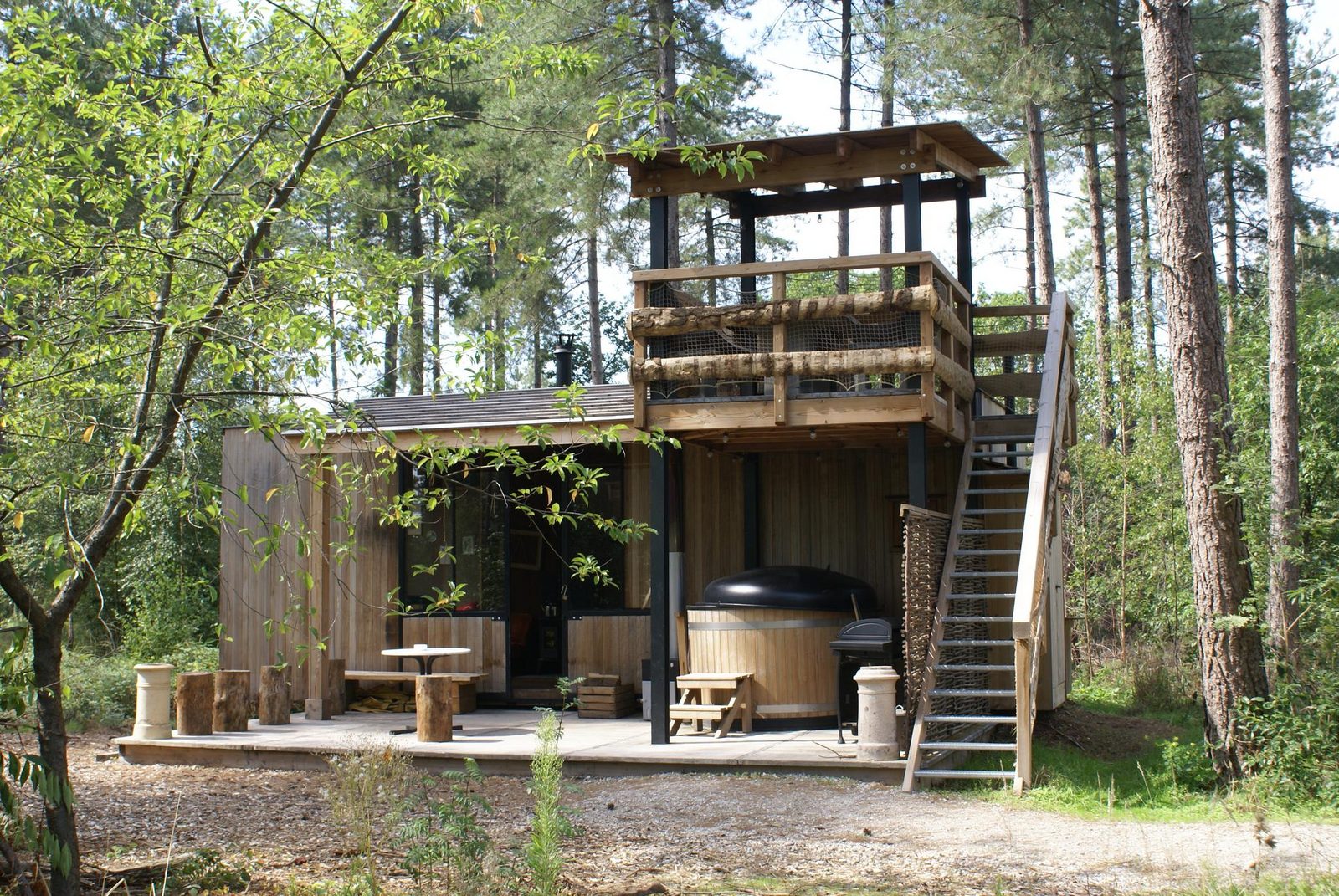 Treetrunk with hot tub