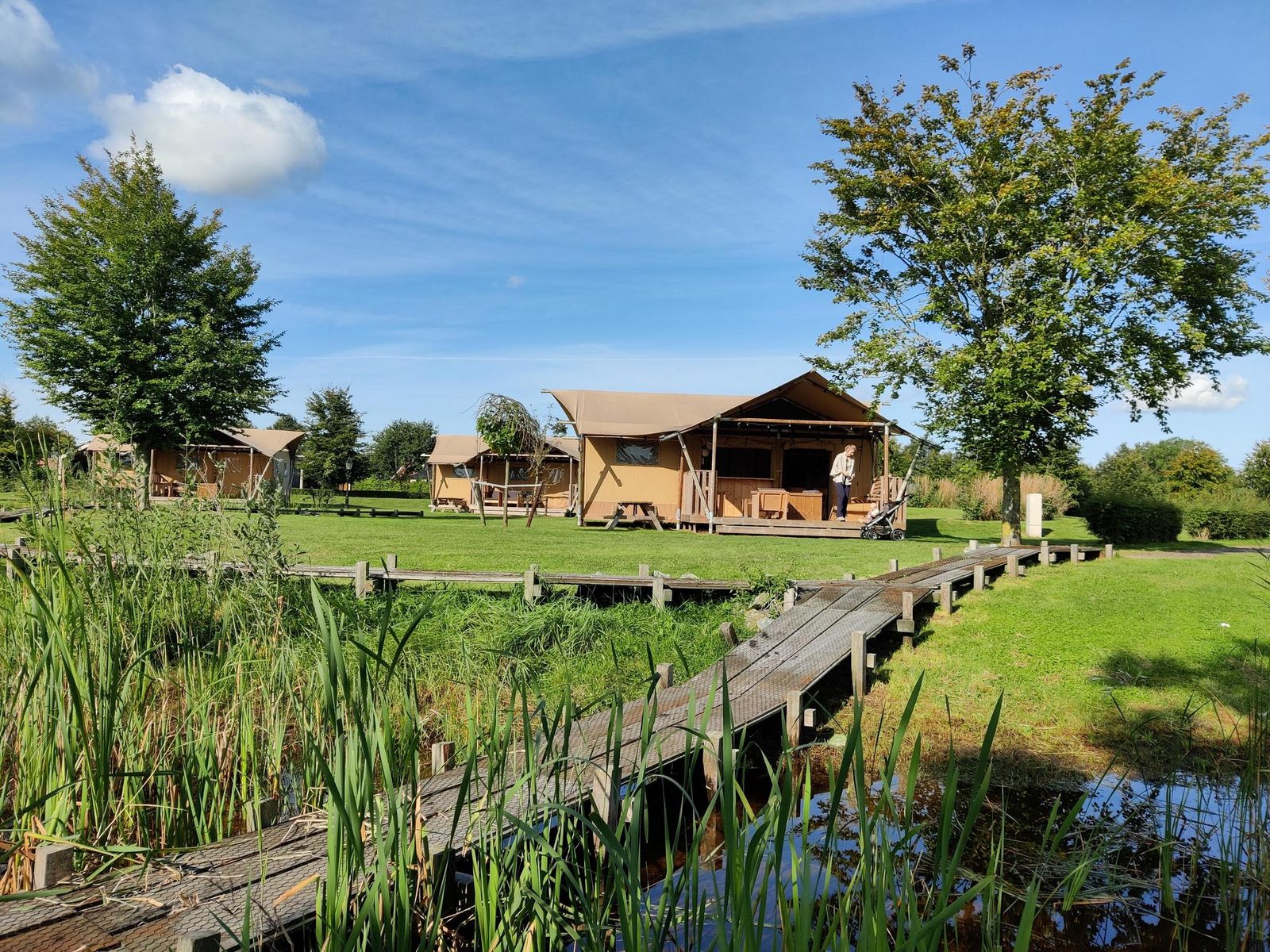 Groepsverblijf groepstent met 3 vijfpersoons glamping tenten (15 personen)