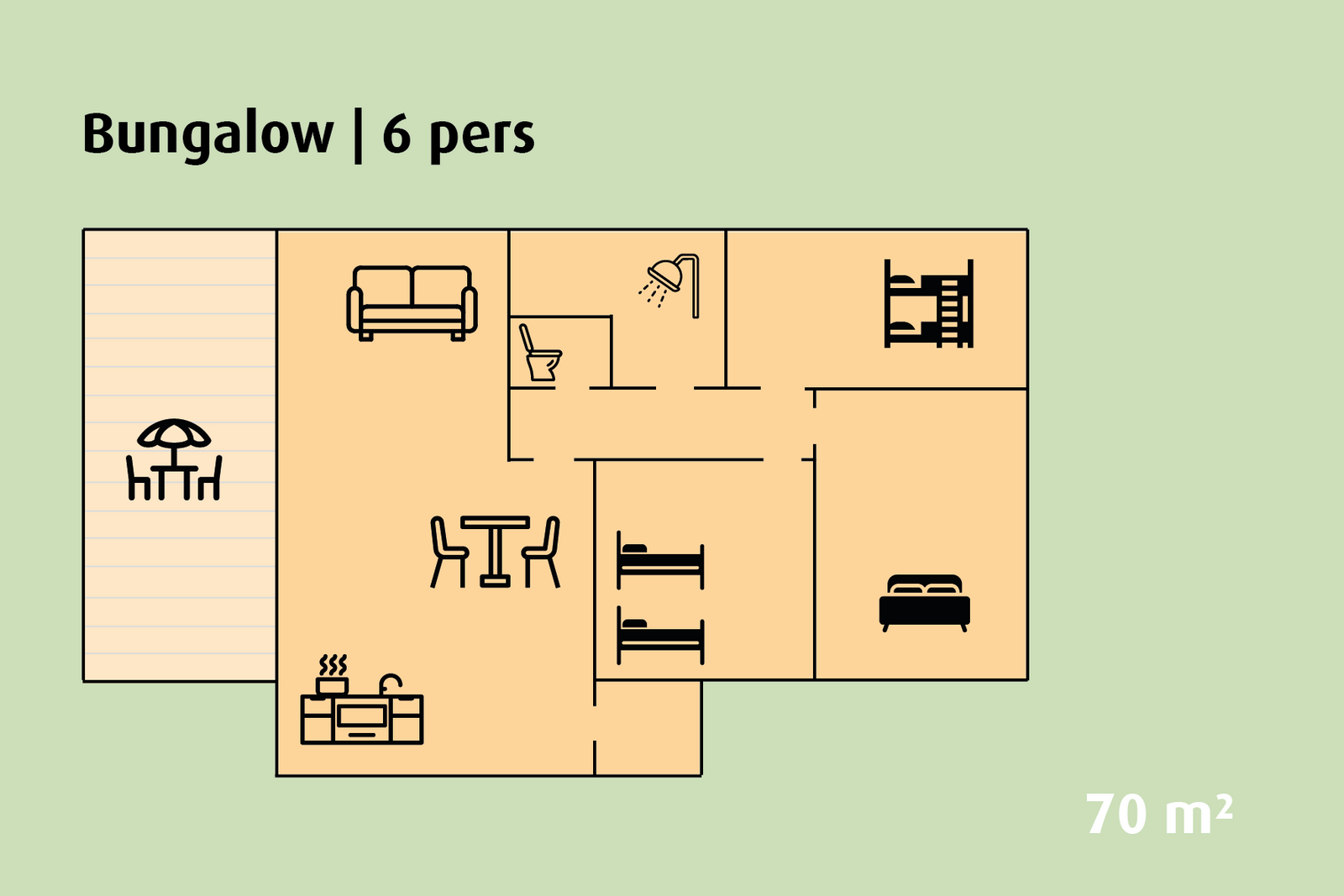 Geschakelde bungalow | 6 personen
