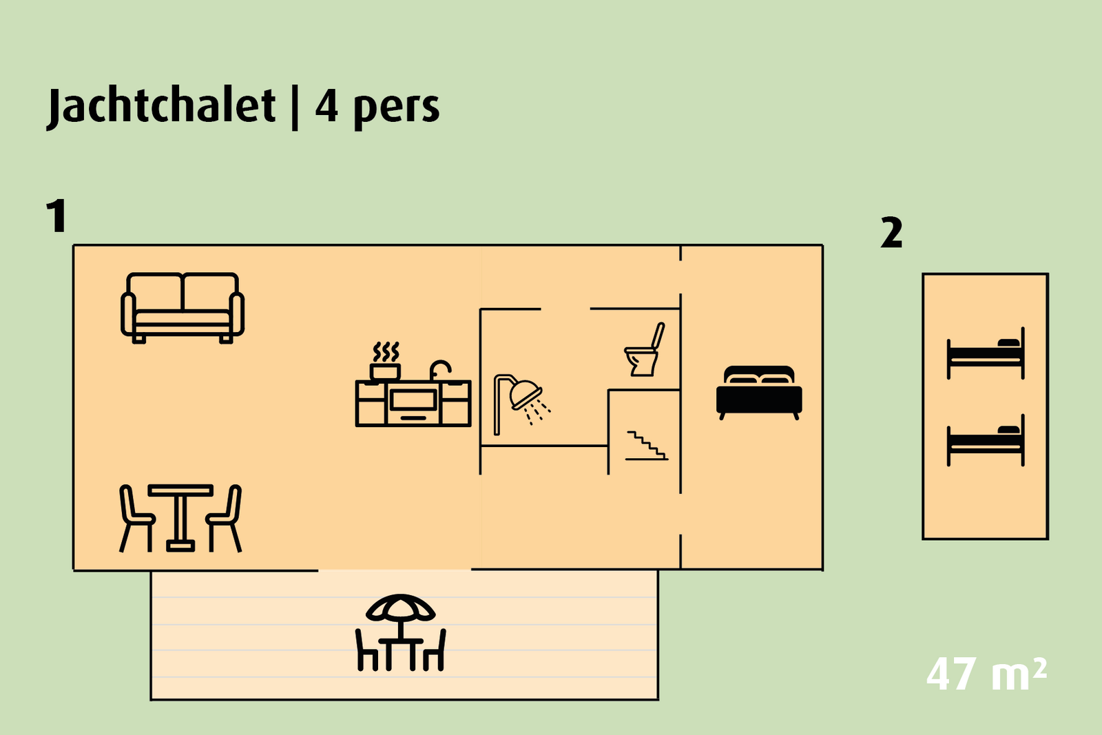 Jachtchalet | 2 - 4 pers. | Huisdier toegestaan