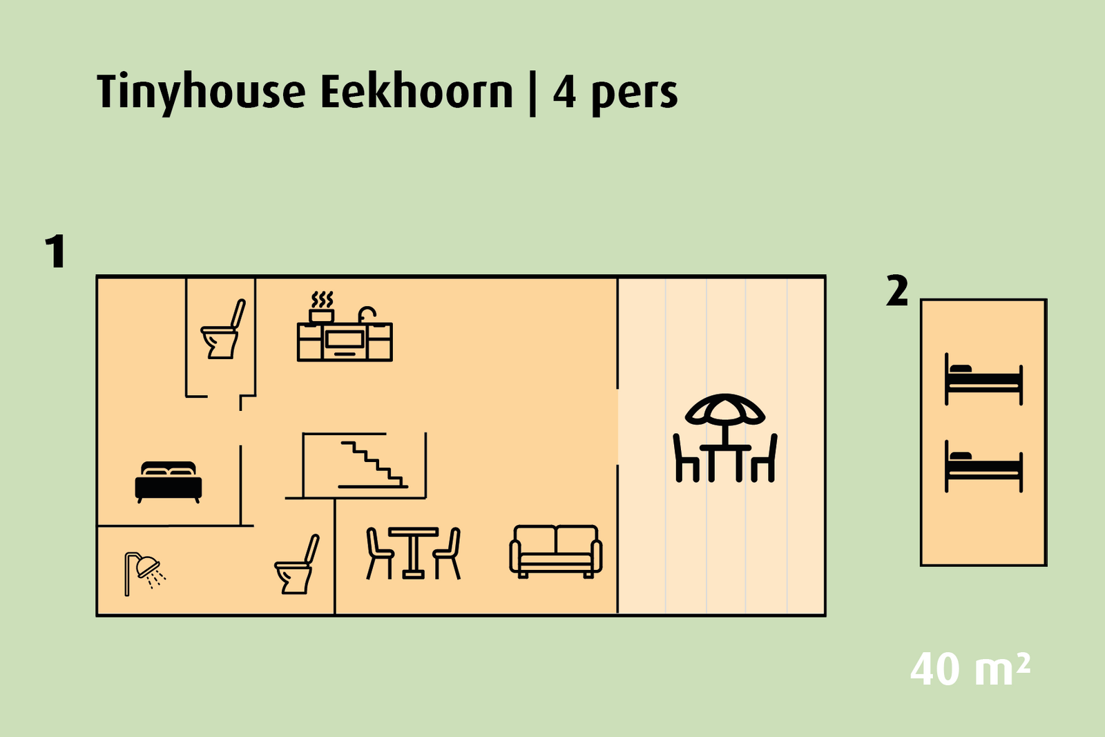 Tinyhouse 'Eekhoorn' | 2 - 4 pers.