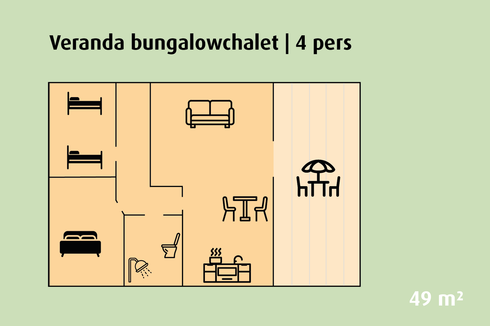 Terrassen-Bungalowchalet | 2 - 4 Personen 