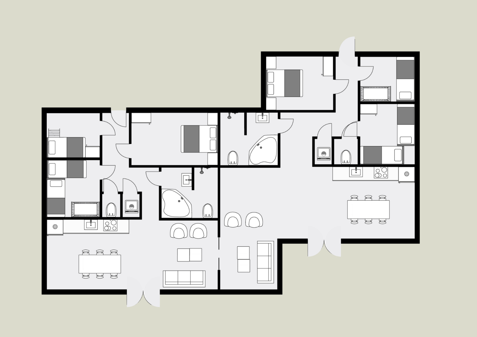 Familienbungalow für 12 personen