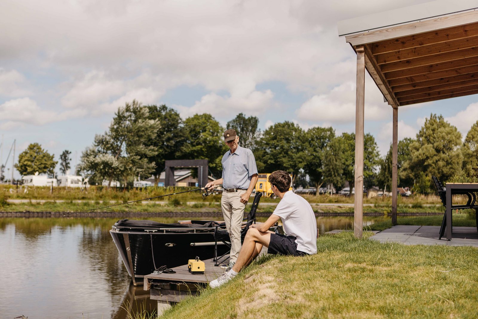 Watervilla buitenzijde met Sauna I 8 personen
