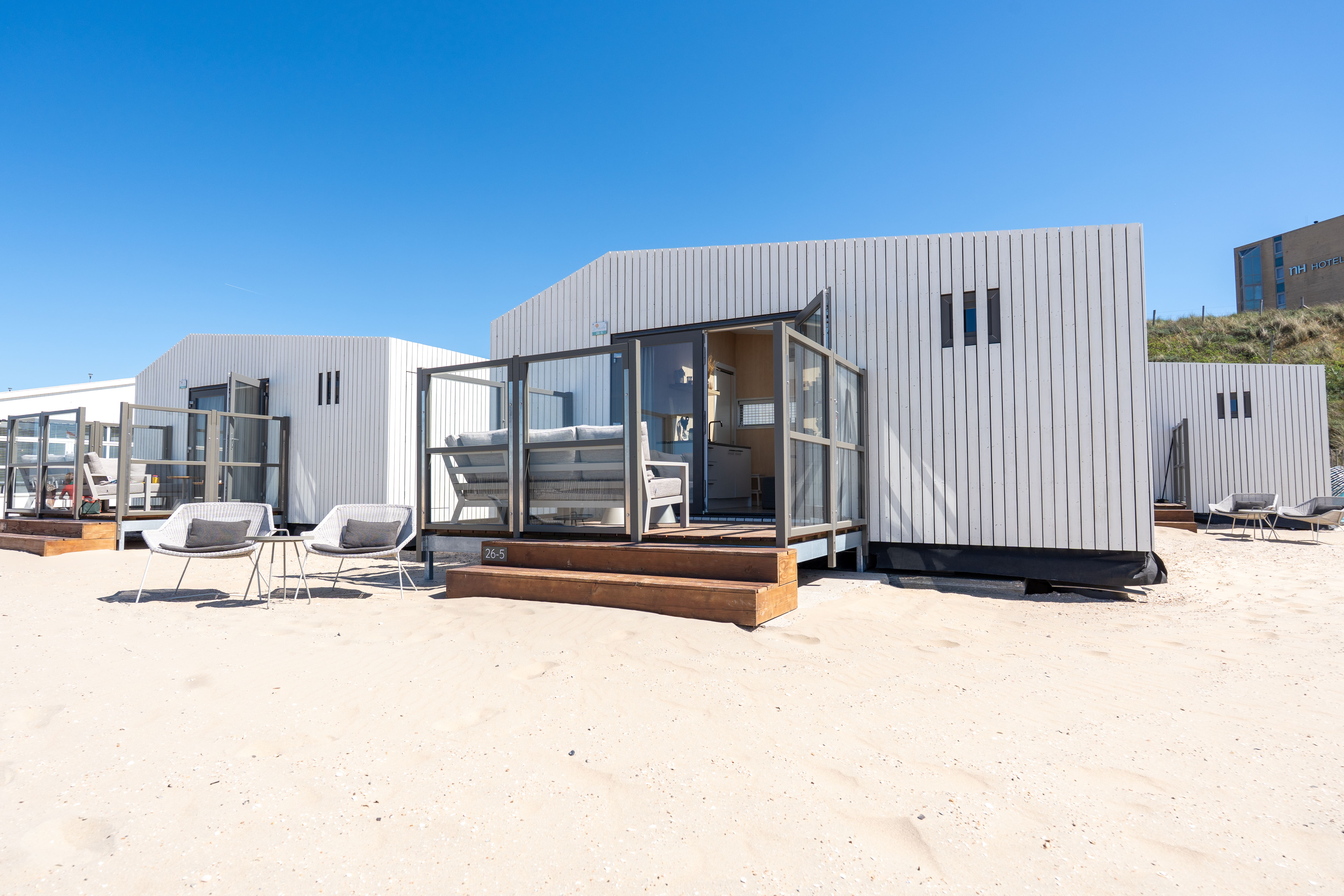 Modernes Strandhaus in Zandvoort aan Zee für 4 Personen mit Meerblick, eigenem Bad, Klimaanlage und Terrasse – perfekt für einen entspannten Urlaub an der Küste.