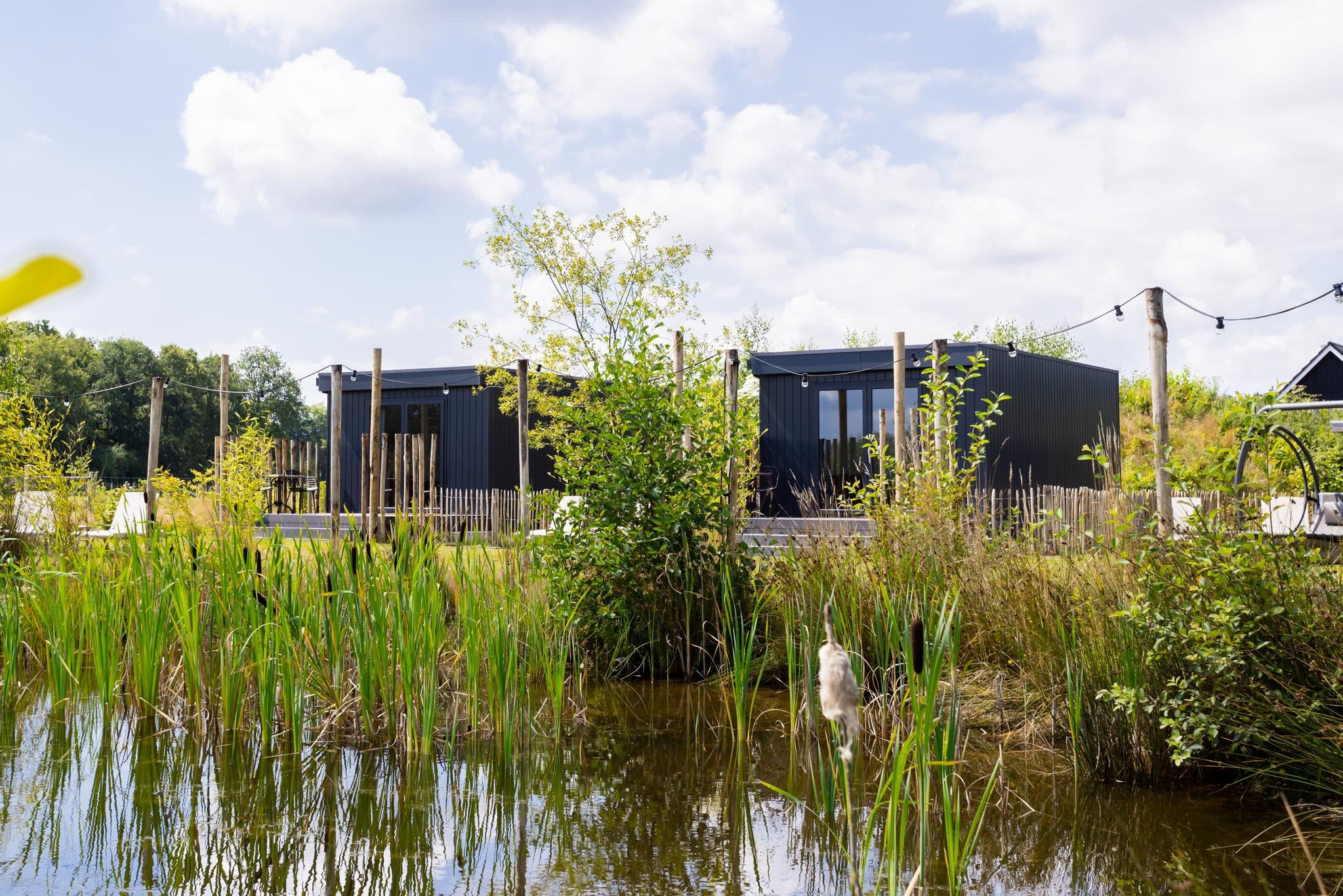 Knus tiny house met verwarmd buitenbad aan de vijver. Geniet van privacy, fluisterende natuur en adembenemende uitzichten bij 't Nije Hemelriek.