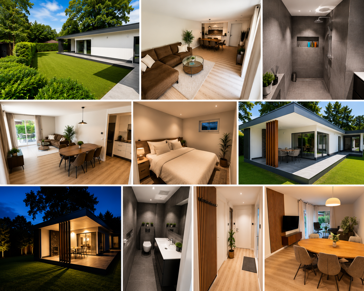 Vollständig renovierte Family Lodge für 6 Personen mit drei Schlafzimmern, einem großzügigen Garten und moderner Einrichtung.