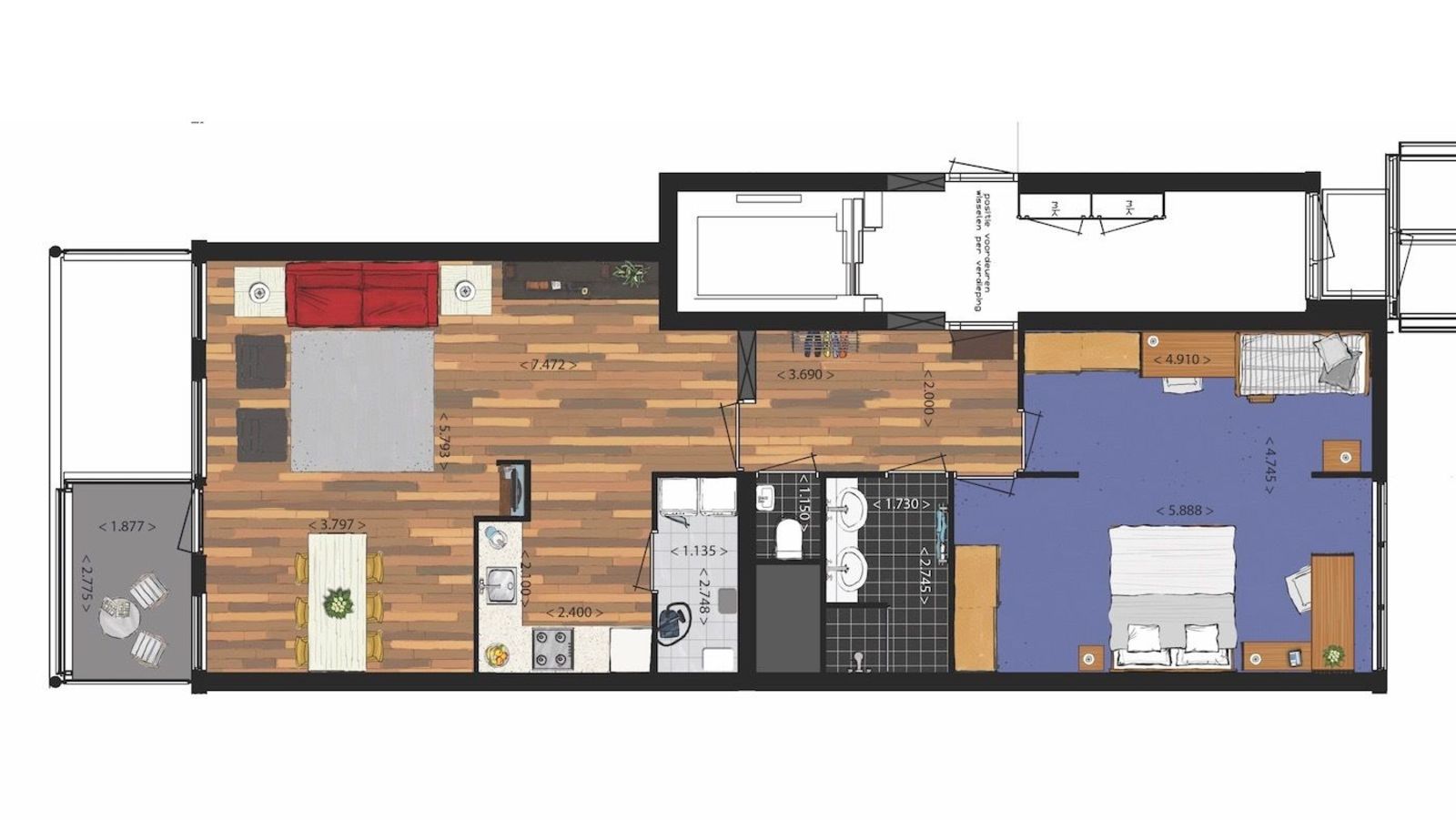 2-room apartment with ocean view