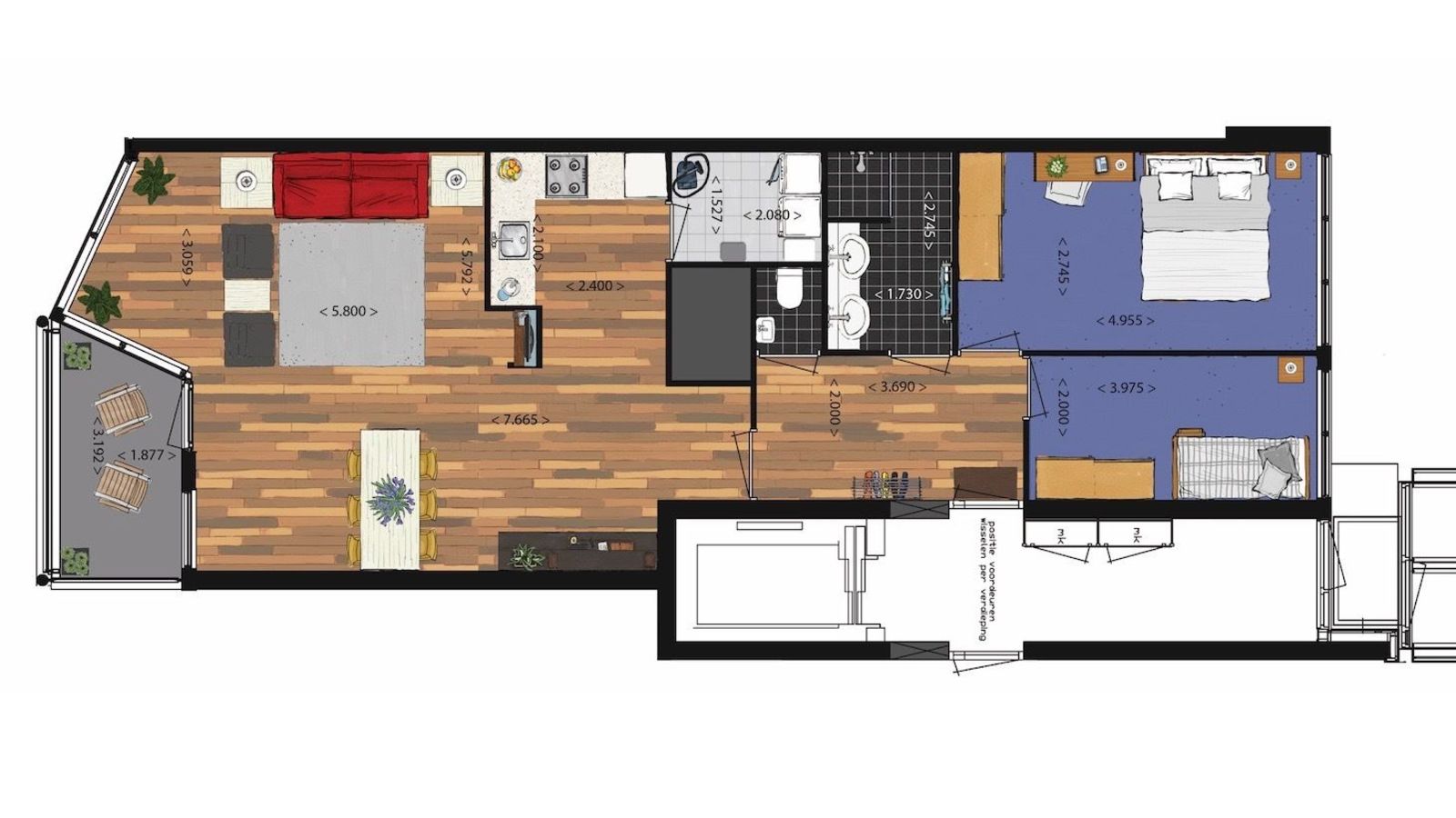 3-room corner apartment with ocean view