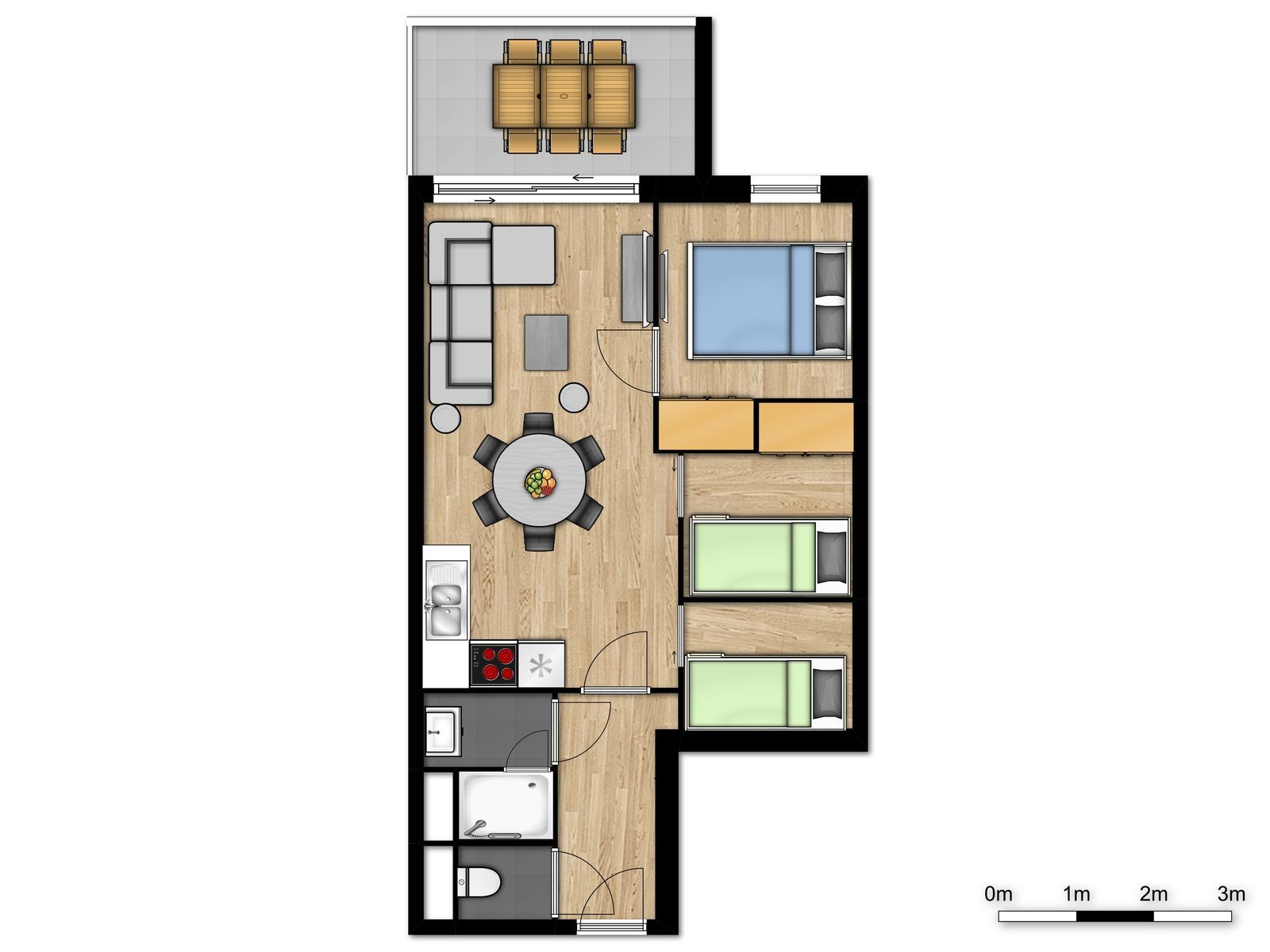 Nieuwe familie suite voor 6 pers met 2 stapelbedden