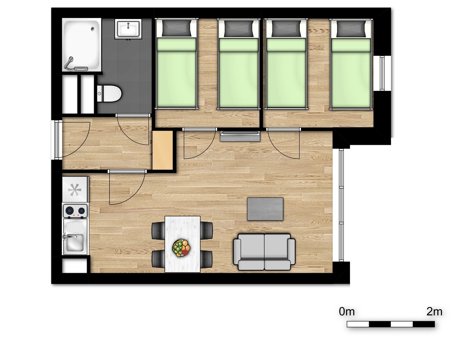 Suite famille pour 4 personnes avec lits simples