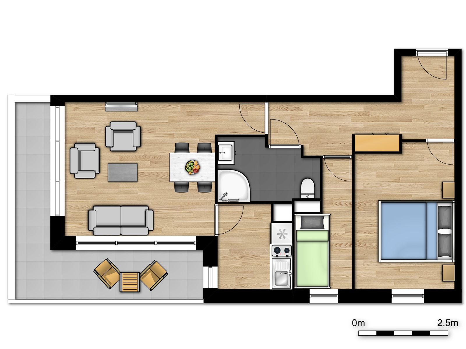 Suite deluxe for 4 people with 2 bedrooms and balcony